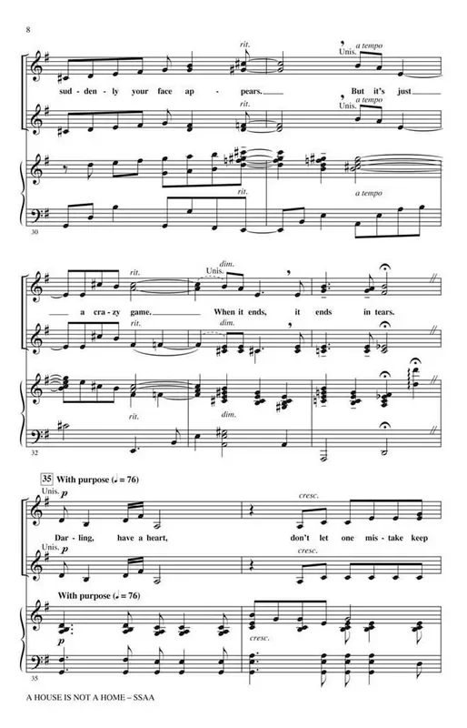 Burt Bacharach A House Is Not a Home (Arr. Mac Huff) Frauenchor mit Begleitung