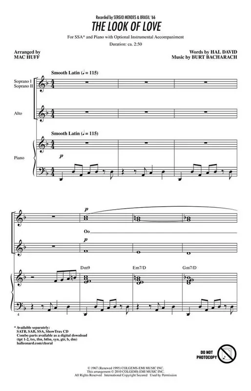Burt Bacharach The Look of Love (Arr. Mac Huff) Frauenchor mit Begleitung