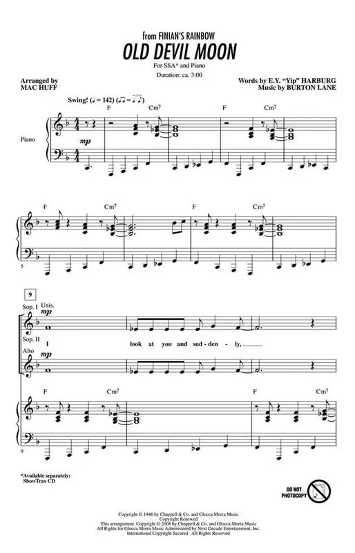 Burton Lane Old Devil Moon (Arr. Mac Huff) Frauenchor mit Begleitung