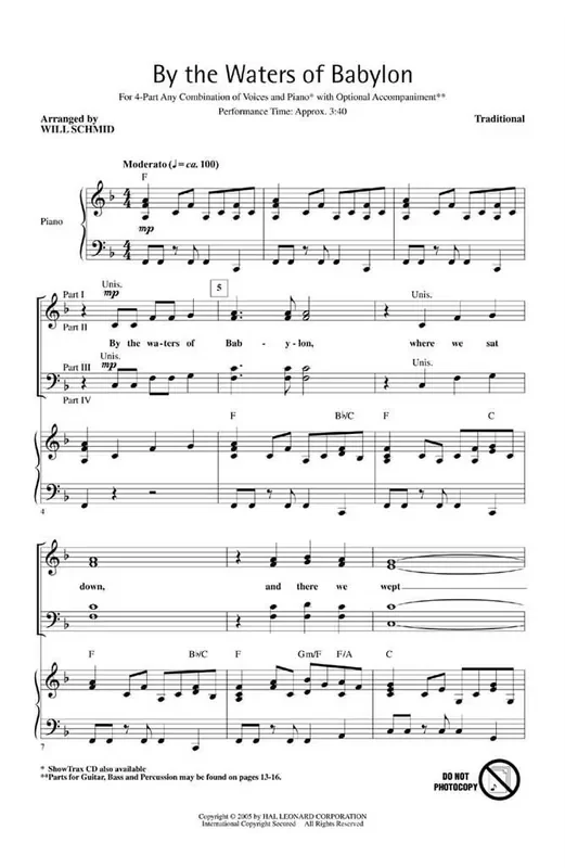 By the Waters of Babylon (Arr. Will Schmid) Gemischter Chor mit Begleitung