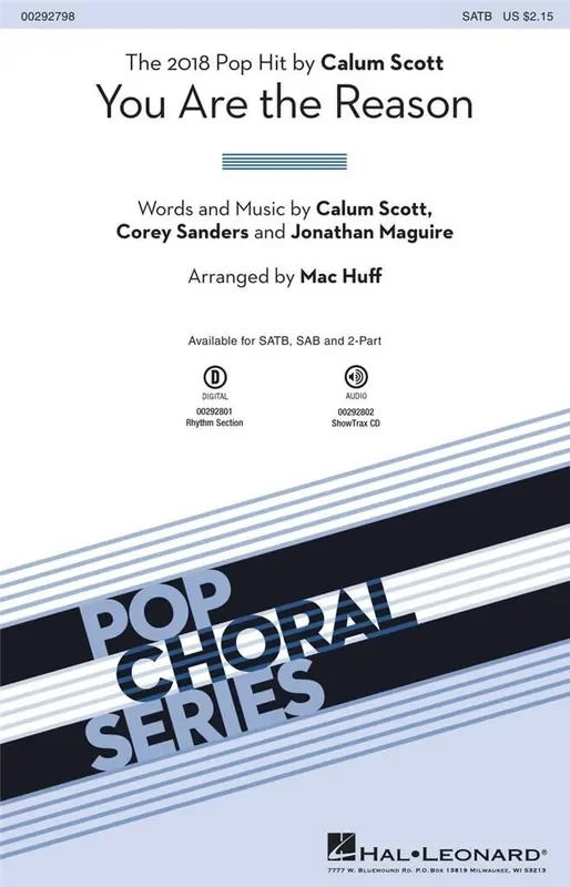 Calum Scott You Are the Reason (Arr. Mac Huff) Gemischter Chor mit Begleitung