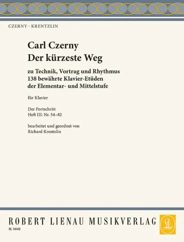 Carl Czerny 138 ausgewählte Etüden Heft 3 (Arr. Richard Krentzlin) Klavier Solo