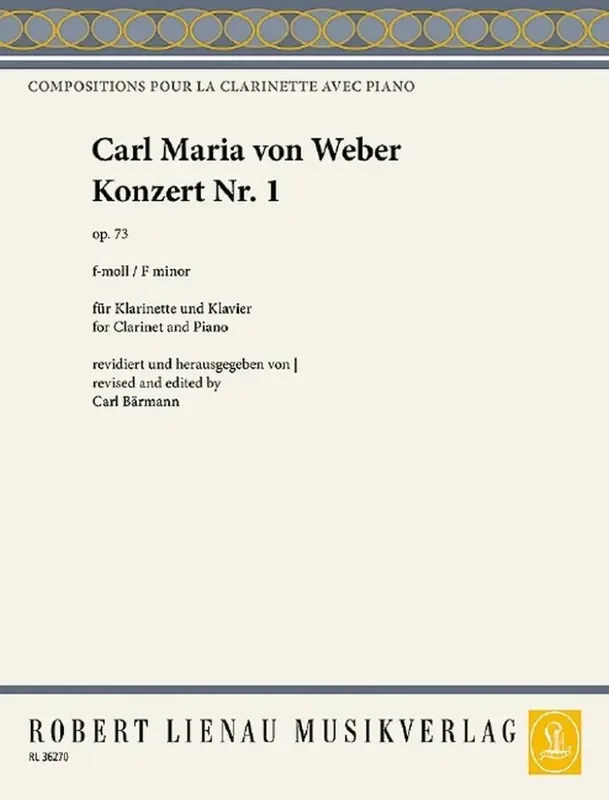 Carl Maria von Weber Clarinet Concerto No.1 In F Minor Op.73 Klarinette mit Begleitung