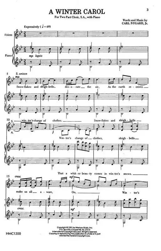 Carl Nygard A Winter Carol (Arr. Carl Nygard) Frauenchor mit Klavier/Orgel
