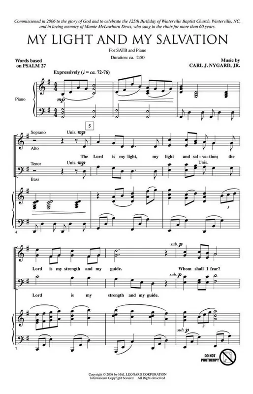 Carl Nygard My Light and My Salvation Gemischter Chor mit Begleitung