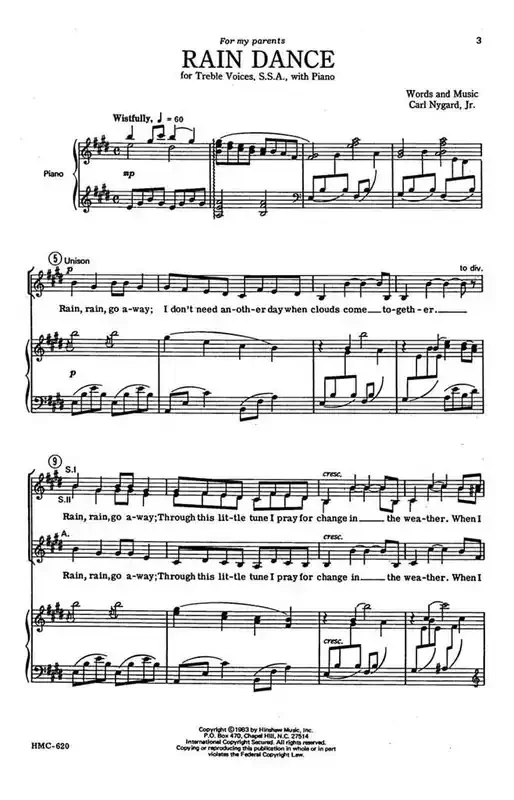 Carl Nygard Rain Dance (Arr. Carl Nygard) Frauenchor mit Klavier/Orgel