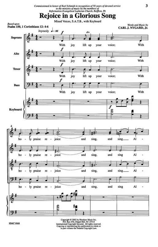 Carl Nygard Rejoice In A Glorious Song (Arr. Carl Nygard) Gemischter Chor mit Klavier/Orgel