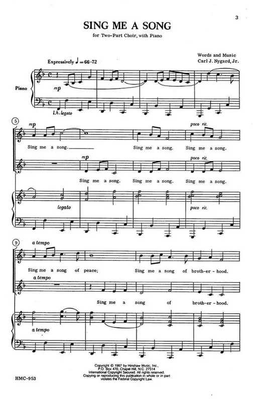 Carl Nygard Sing Me A Song (Arr. Carl Nygard) Frauenchor mit Klavier/Orgel