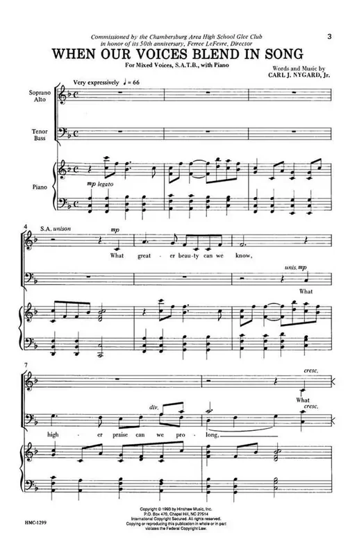 Carl Nygard When Our Voices Blend In Song (Arr. Carl Nygard) Gemischter Chor mit Klavier/Orgel
