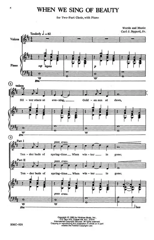Carl Nygard When We Sing Of Beauty (Arr. Carl Nygard) Frauenchor mit Klavier/Orgel