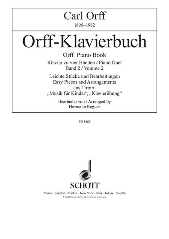 Carl Orff Orff Klavierbuch 2 Klavier vierhändig