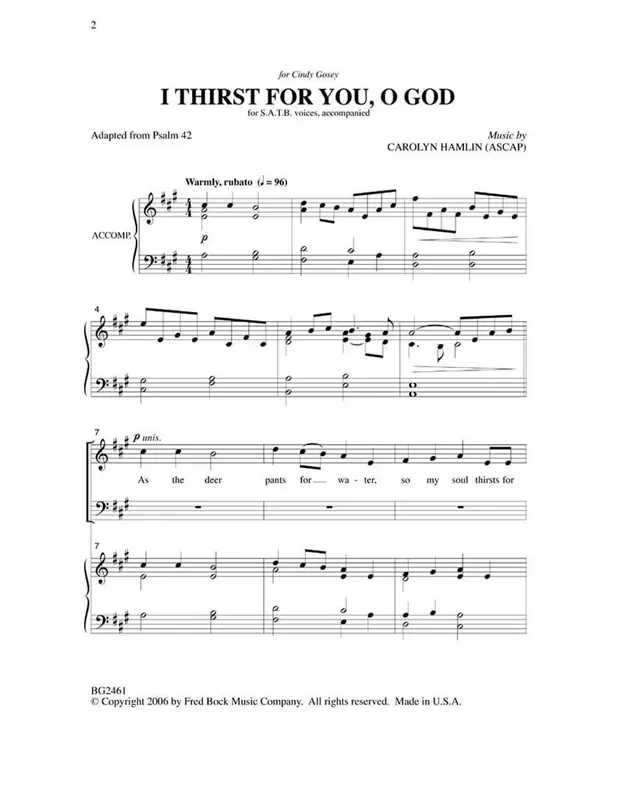 Carolyn Hamlin I Thirst for You, O God Gemischter Chor mit Begleitung
