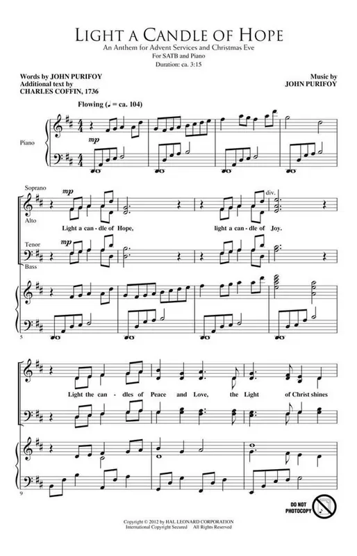 Charles Coffin Light a Candle of Hope Gemischter Chor mit Begleitung