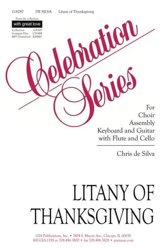 Chris de Silva Litany of Thanksgiving – Instrument parts Gemischter Chor mit Klavier/Orgel