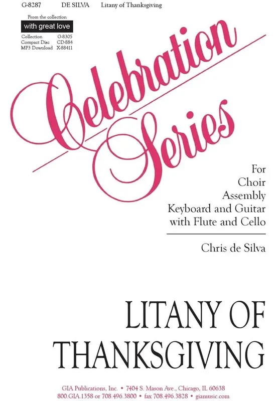 Chris de Silva Litany of Thanksgiving Gemischter Chor mit Klavier/Orgel