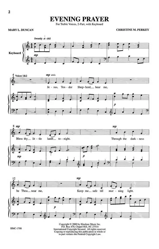 Christine Perkey Evening Prayer (Arr. Christine Perkey) Frauenchor mit Klavier/Orgel