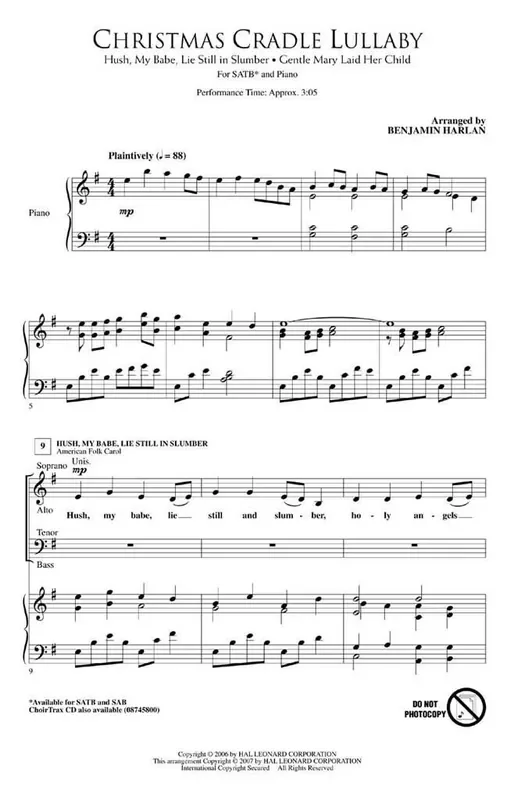 Christmas Cradle Lullaby (Arr. Benjamin Harlan) Gemischter Chor mit Begleitung