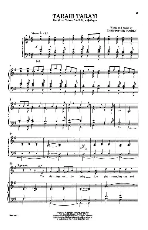 Christopher Boodle Tarah! Taray (Arr. Christopher Boodle) Gemischter Chor mit Klavier/Orgel