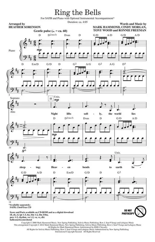 Cindy Morgan Ring the Bells (Arr. Heather Sorenson) Gemischter Chor mit Klavier/Orgel