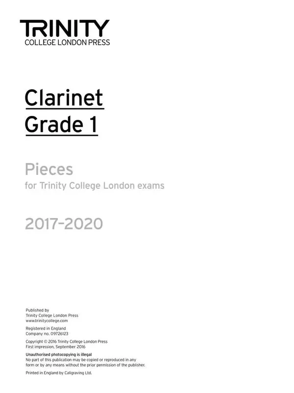 Clarinet Exam Pieces Grade 1 2017-2020