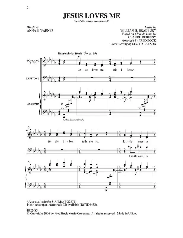 Claude Debussy Jesus Loves Me (Arr. Fred Bock) Gemischter Chor mit Begleitung