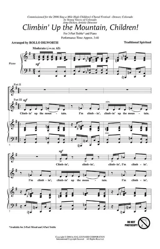 Climbin‘ Up the Mountain, Children! (Arr. Rollo Dilworth) Gemischter Chor mit Begleitung