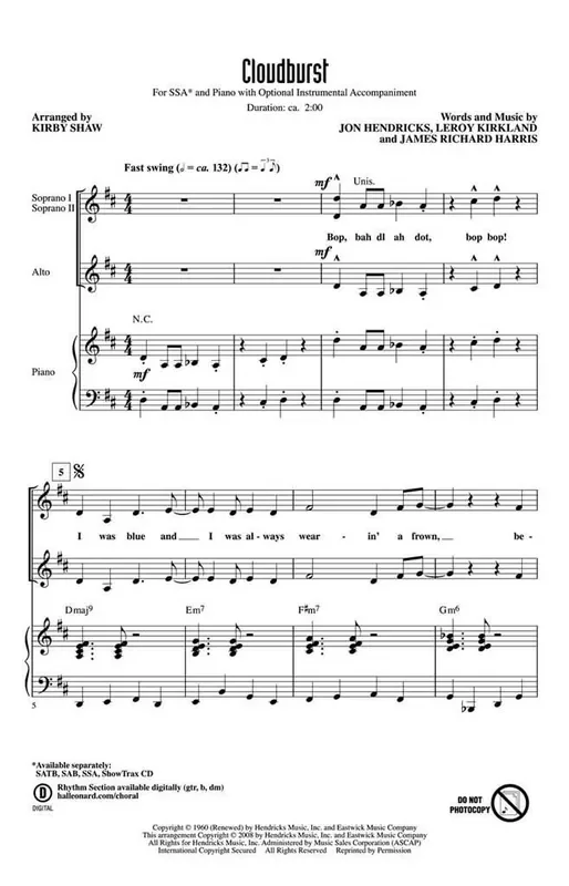 Cloudburst (Arr. Kirby Shaw) Frauenchor mit Begleitung