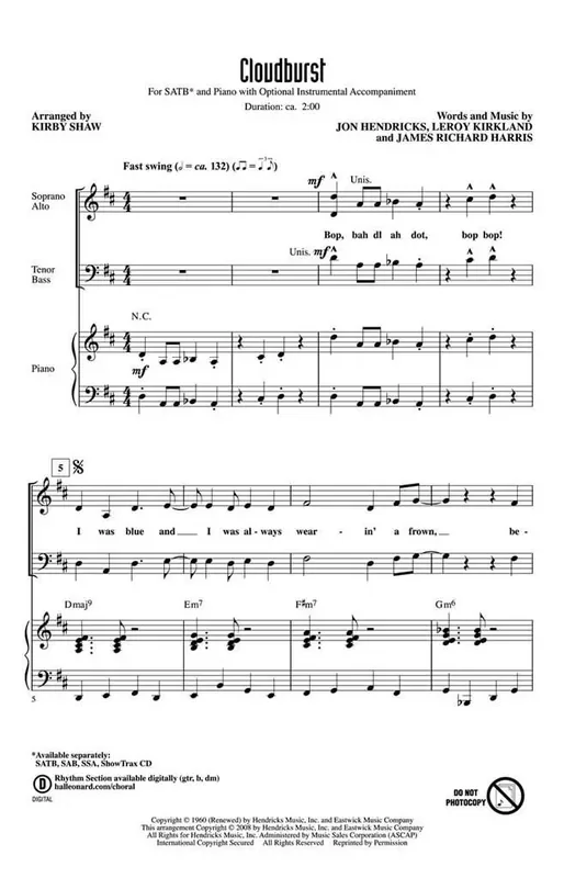 Cloudburst (Arr. Kirby Shaw) Gemischter Chor mit Begleitung