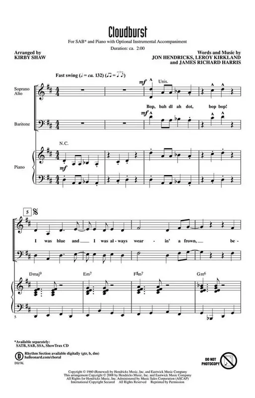 Cloudburst (Arr. Kirby Shaw) Gemischter Chor mit Begleitung