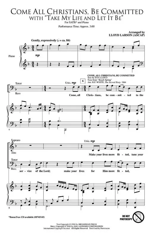 Come, All Christians, Be Committed (Arr. Lloyd Larson) Gemischter Chor mit Begleitung