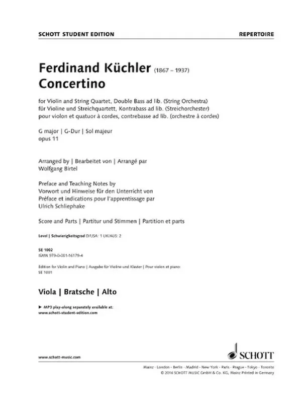 Concertino G-Dur Op. 11 Streichorchester mit Solo