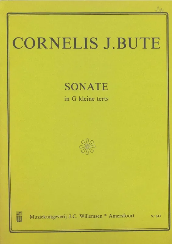 Cornelis J. Bute Sonate In G Kleine Terts Orgel