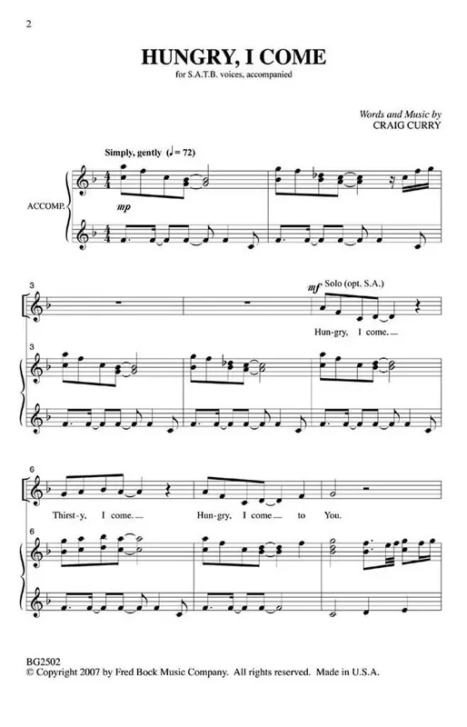 Craig Curry Hungry, I Come Gemischter Chor mit Begleitung