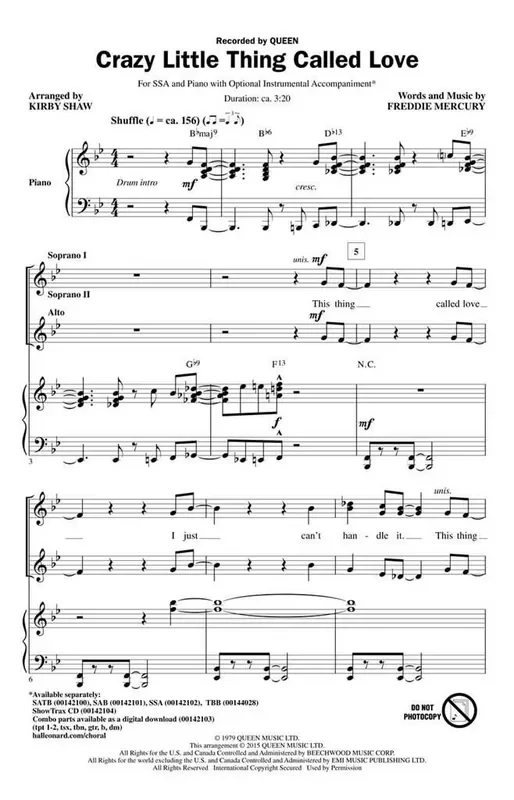 Crazy Little Thing Called Love (Arr. Kirby Shaw) Gemischter Chor mit Begleitung