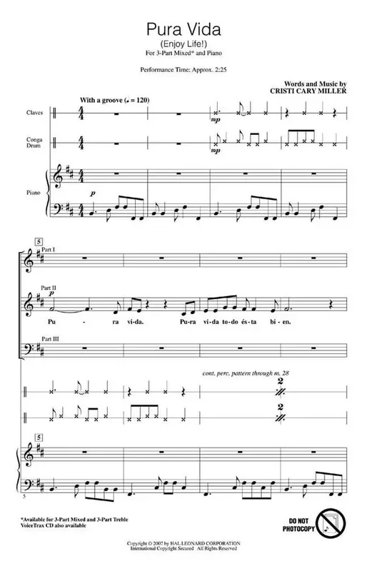 Cristi Cary Miller Pura Vida Gemischter Chor mit Begleitung