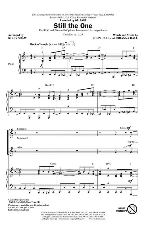 Cristiano Migliore Still the One (Arr. Kirby Shaw) Frauenchor mit Begleitung