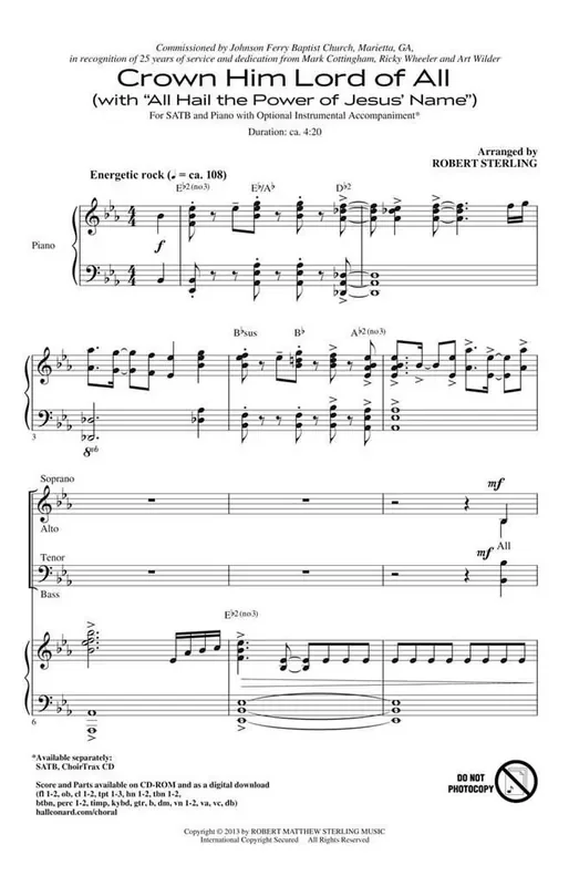 Crown Him with Many Crowns (Arr. Robert Sterling) Gemischter Chor mit Begleitung