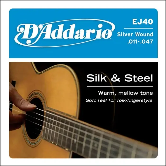 D‘Addario Silk & Steel snarenset akoestisch, silverplated, light, 011-014-023-028-038-047