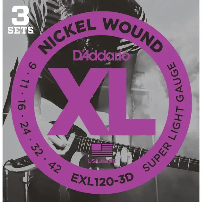 D‘Addario XL Nickel Round Wound snarenset elektrisch, EXL120 3 sets