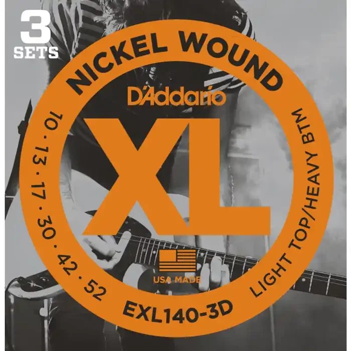 D‘Addario XL Nickel Round Wound snarenset elektrisch, regular light, 010-13-17-30-42-52 EXL140 3 sets