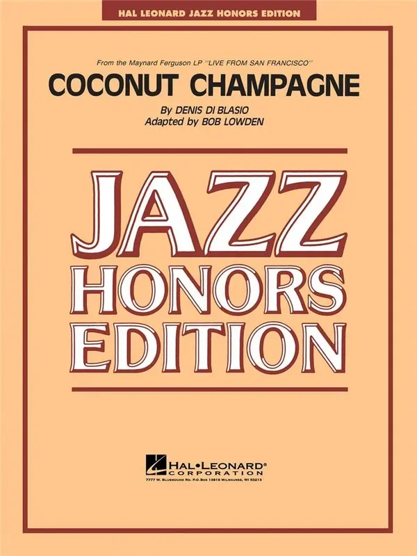 D. Di Blasio Coconut Champagne (Arr. Bob Lowden) Jazz Ensemble