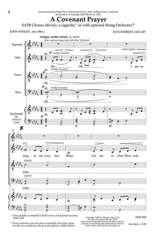 Dan Forrest A Covenant Prayer (A Cappella) (Arr. Dan Forrest) Gemischter Chor A cappella