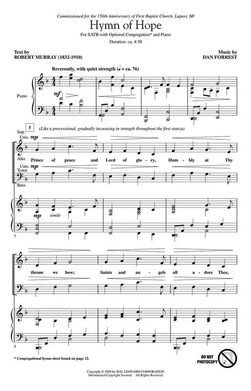 Dan Forrest Hymn of Hope Gemischter Chor mit Begleitung