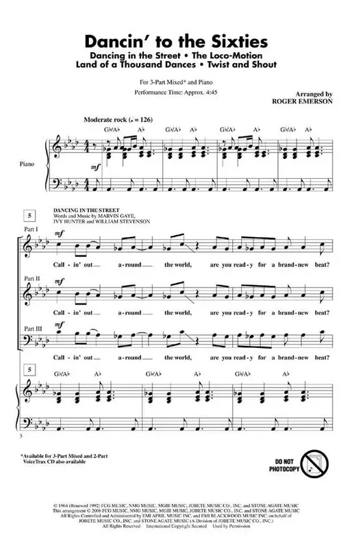 Dancin‘ to the Sixties (Arr. Roger Emerson) Gemischter Chor mit Begleitung