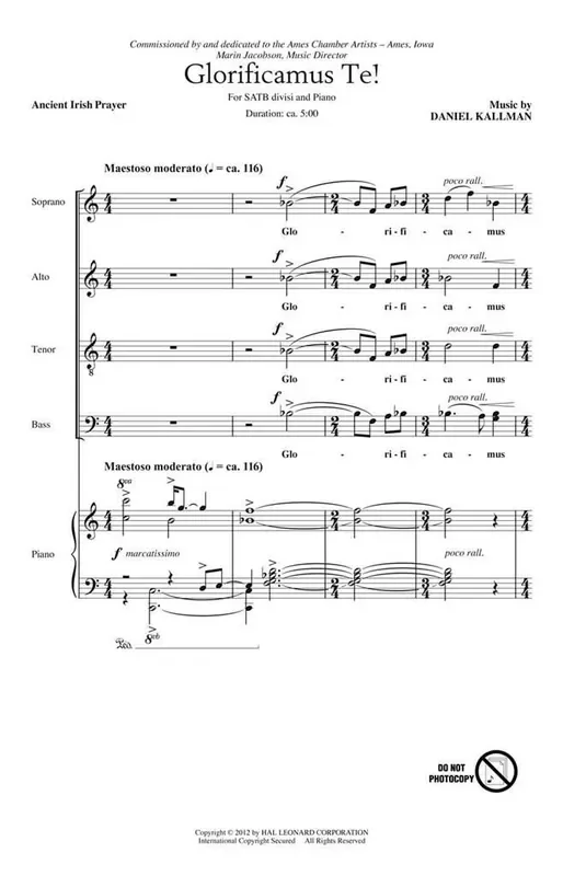 Daniel Kallman Glorificamus Te! Gemischter Chor mit Klavier/Orgel
