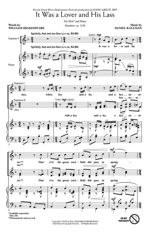 Daniel Kallman It Was a Lover and His Lass Frauenchor mit Begleitung