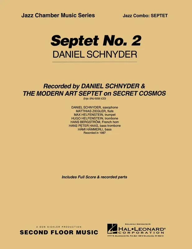 Daniel Schnyder Septet No. 2 Full Score Number Jazz Ensemble