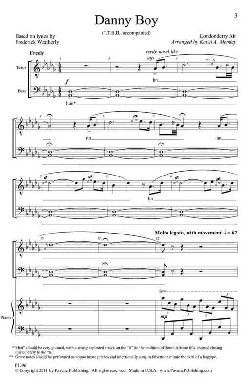 Danny Boy (Arr. Kevin A. Memley) Männerchor mit Begleitung