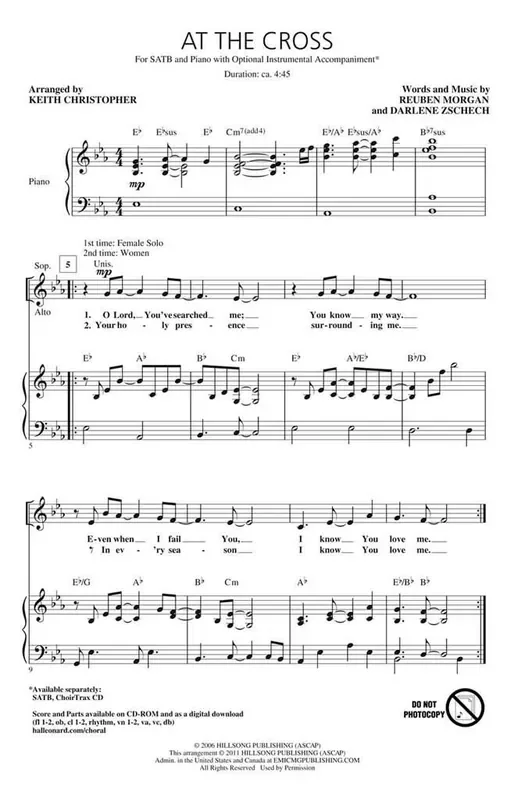 Darlene Zschech At the Cross (Arr. Keith Christopher) Gemischter Chor mit Klavier/Orgel
