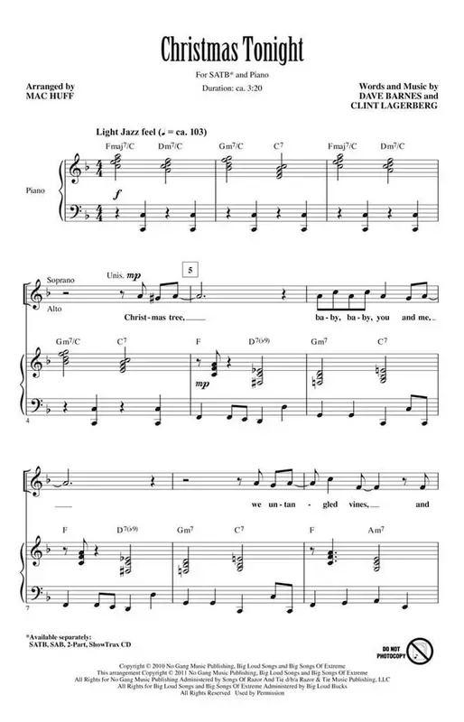 Dave Barnes Christmas Tonight (Arr. Mac Huff) Gemischter Chor mit Begleitung